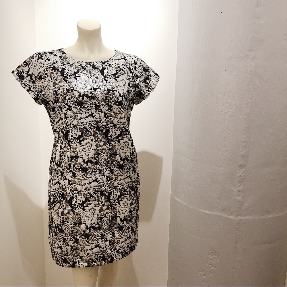 Jacquard Metallic Shift Dress